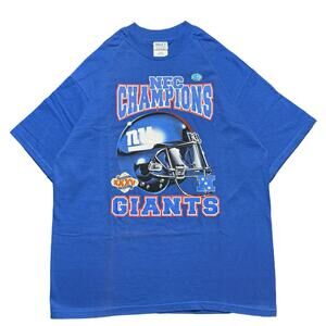 Vintage 90s New York Giants NFC Champion Helmet Graphic T Shirt XL NFL Blue